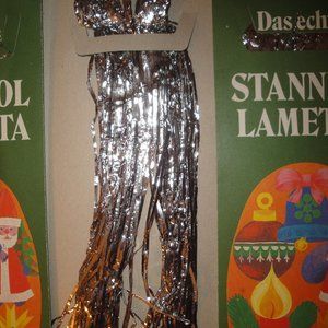 1 Real Metal Foil German SILVER Christmas Tree Icicles Tinsel Old Style Vintage